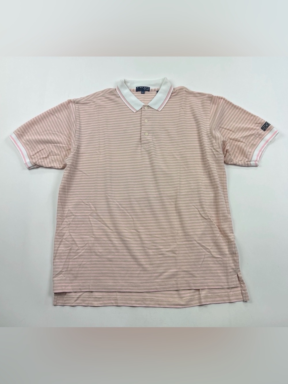 Faldo Pringle Golf Pink White Green Mens 2XL XXL Short Sleeve Polo Shirt Striped